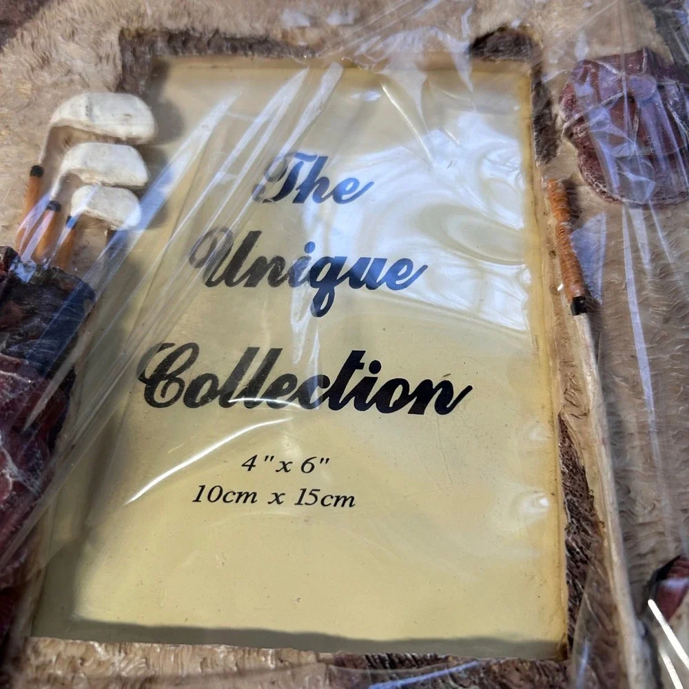 Golf Photo Frame Unique Collection 4x6 Picture‎ Holder Red Bag Clubs Shoes VTG